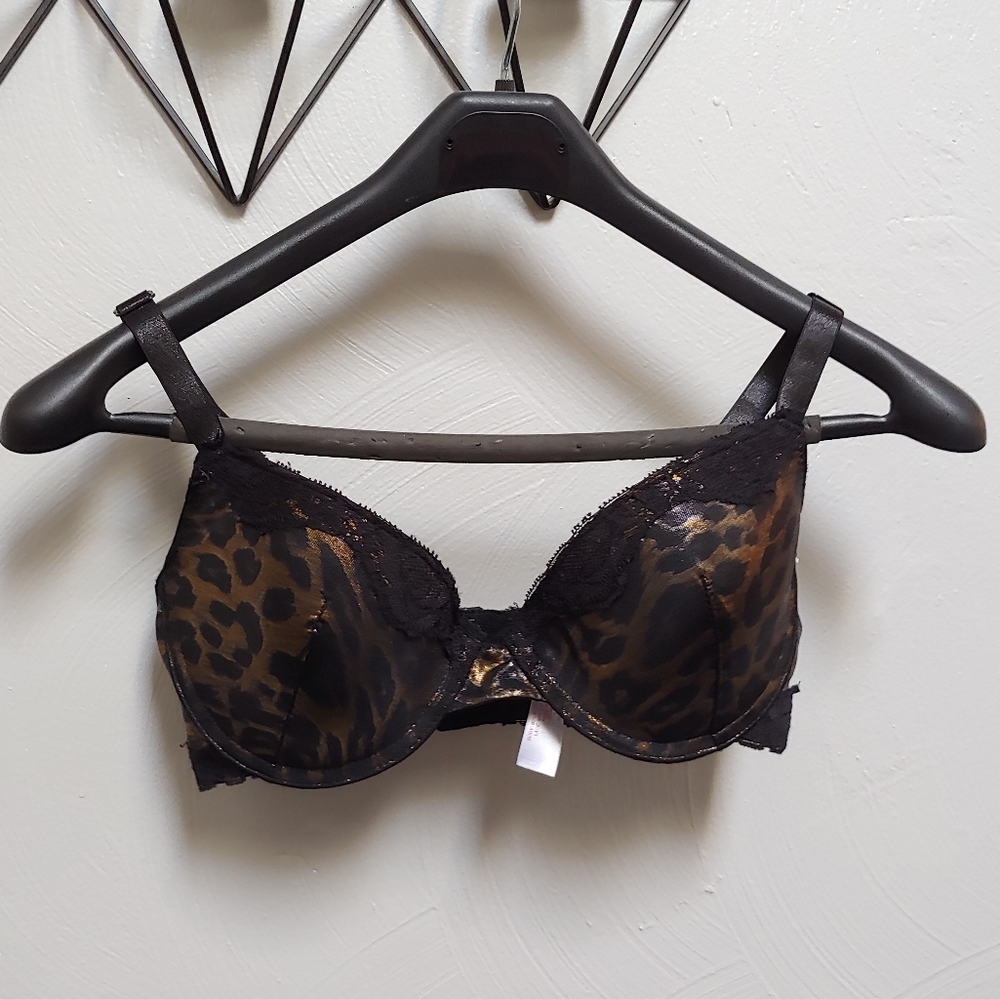 Jasmine Ginger metallic cheetah print lace bra